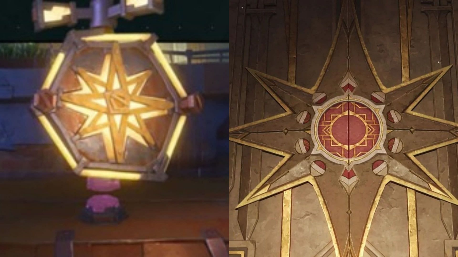 The 8-pointed star seen in the Adventurer's Guild in Nod-Krai and Khaenri'ah's door in Sumeru (Image via HoYoverse